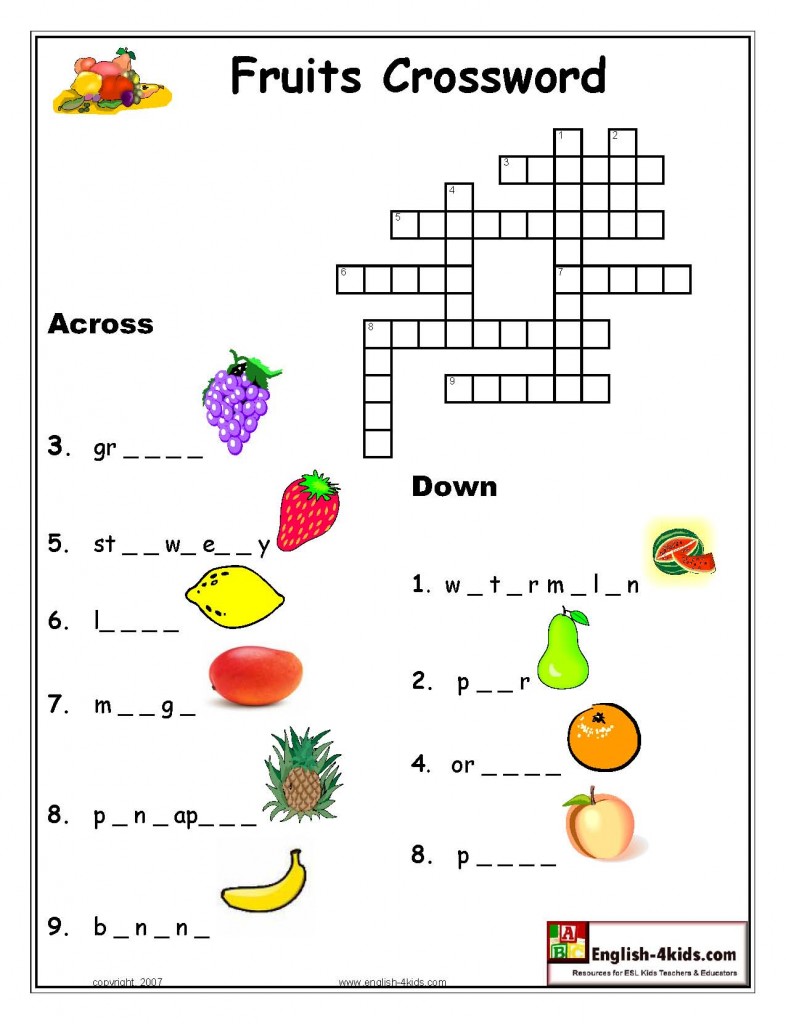 Fruit Crossword LELA